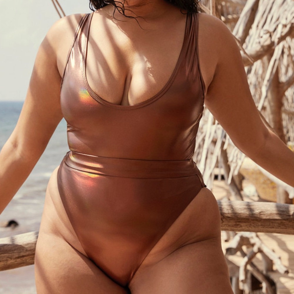 House of CB Metallic Brown One Piece Swimsuit